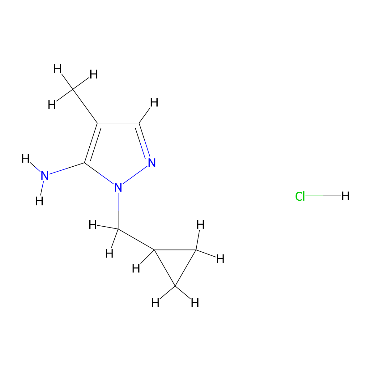 1-(cyclopropylmethyl)-4-methyl-1H-pyrazol-5-amine hydrochloride molecular structure, CAS 1221723-28-9