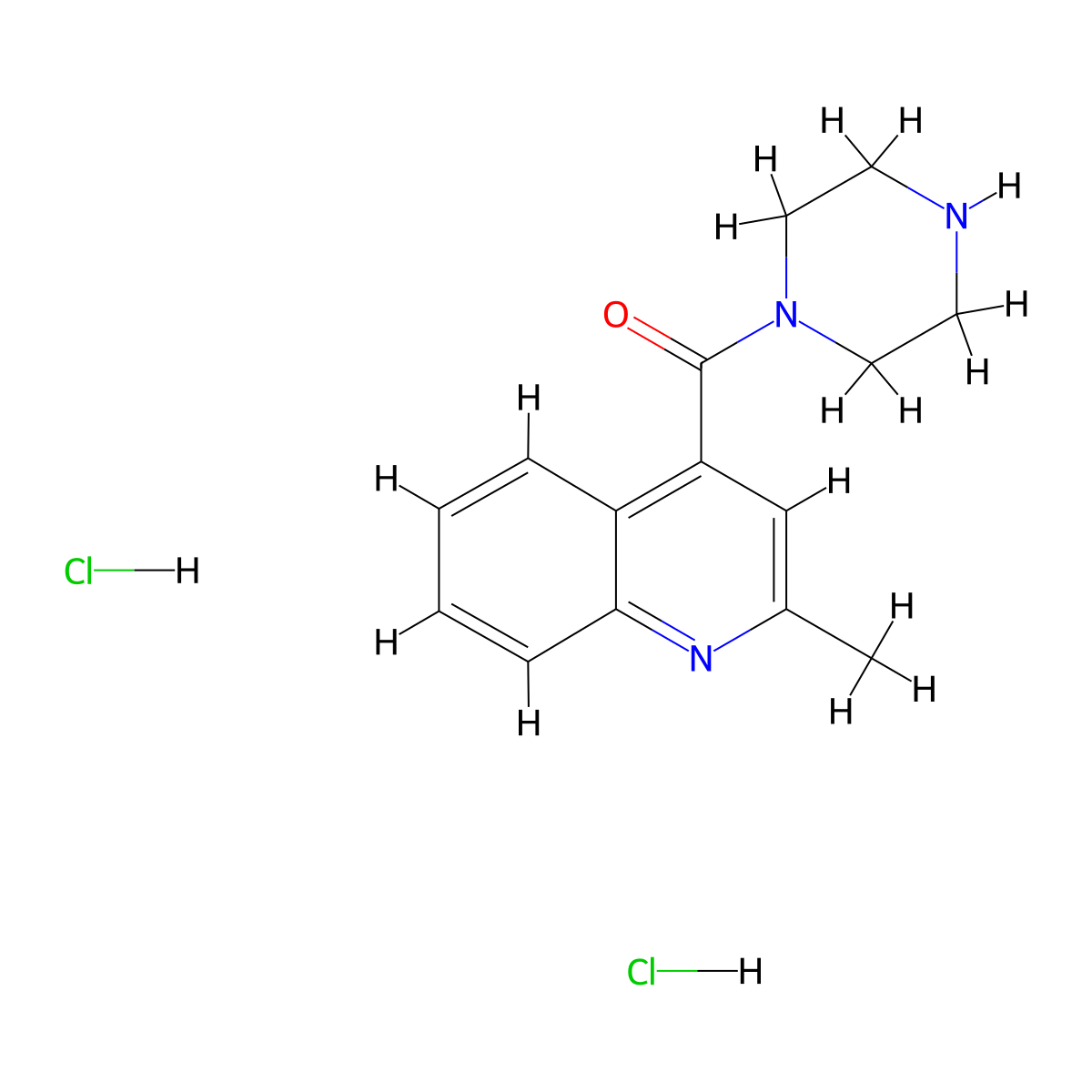 2-Methyl-4-(piperazine-1-carbonyl)quinoline dihydrochloride molecular structure, CAS 1221723-29-0