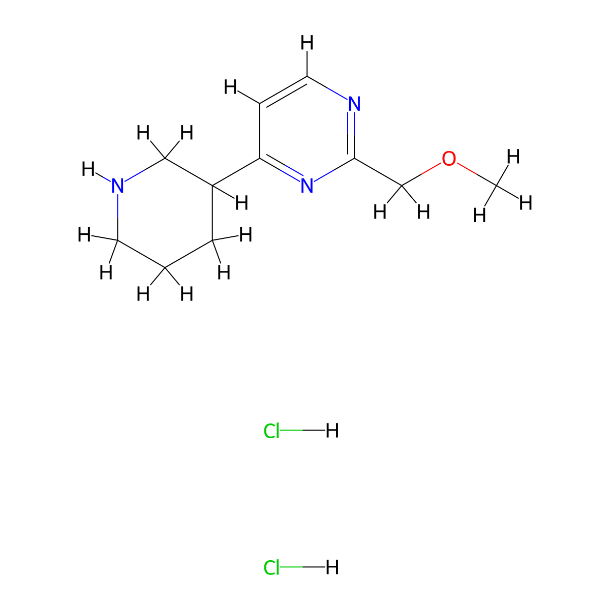 2-(Methoxymethyl)-4-(piperidin-3-yl)pyrimidine dihydrochloride molecular structure, CAS 1221723-30-3