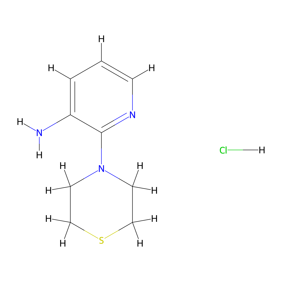 2-(Thiomorpholin-4-yl)pyridin-3-amine hydrochloride molecular structure, CAS 1221723-36-9