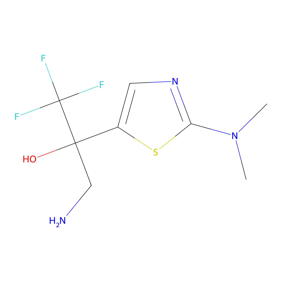 3-Amino-2-[2-(dimethylamino)-1,3-thiazol-5-yl]-1,1,1-trifluoropropan-2-ol molecular structure, CAS 1221723-39-2