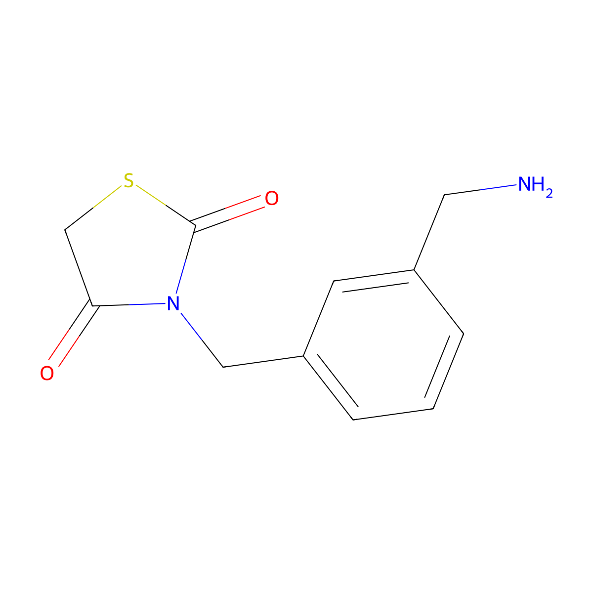 3-{[3-(Aminomethyl)phenyl]methyl}-1,3-thiazolidine-2,4-dione molecular structure, CAS 1221723-44-9