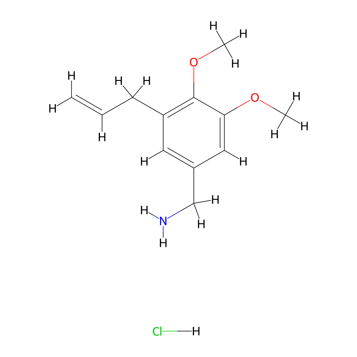 [3,4-Dimethoxy-5-(prop-2-en-1-yl)phenyl]methanamine hydrochloride molecular structure, CAS 1221723-45-0