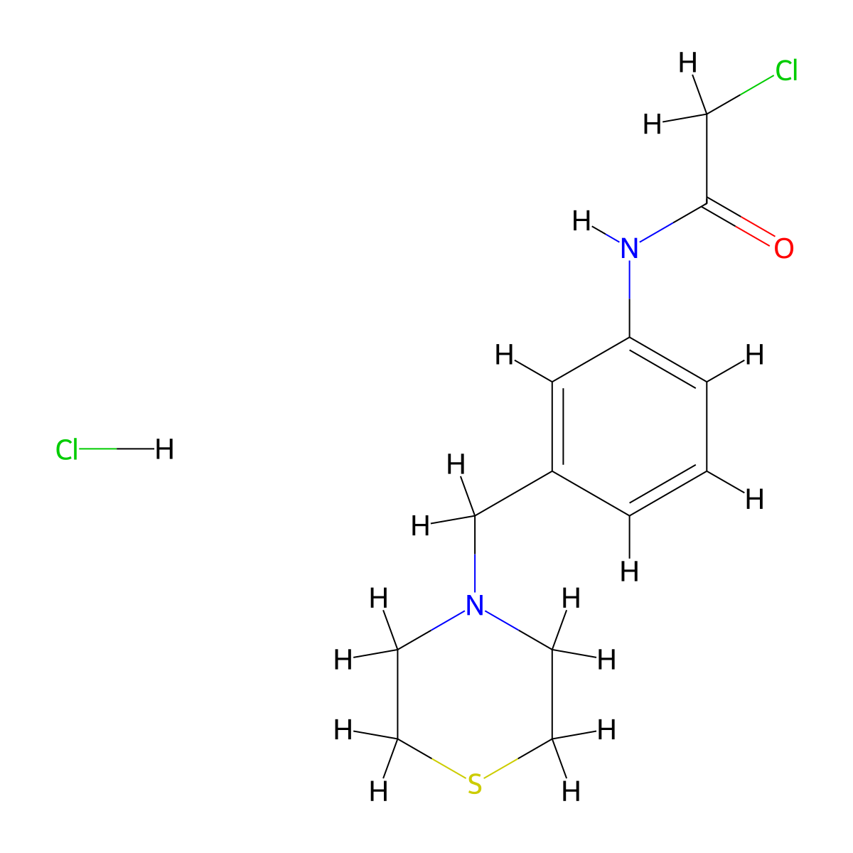 2-chloro-N-[3-(thiomorpholin-4-ylmethyl)phenyl]acetamide hydrochloride molecular structure, CAS 1221723-47-2