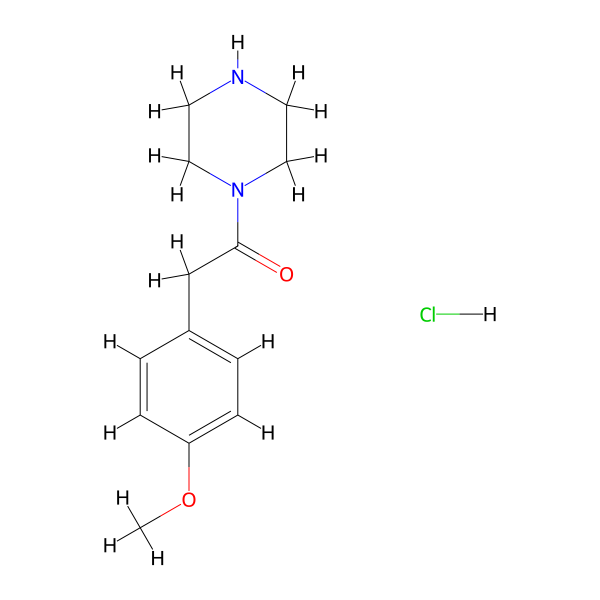 2-(4-Methoxyphenyl)-1-(piperazin-1-yl)ethan-1-one hydrochloride molecular structure, CAS 1221723-52-9