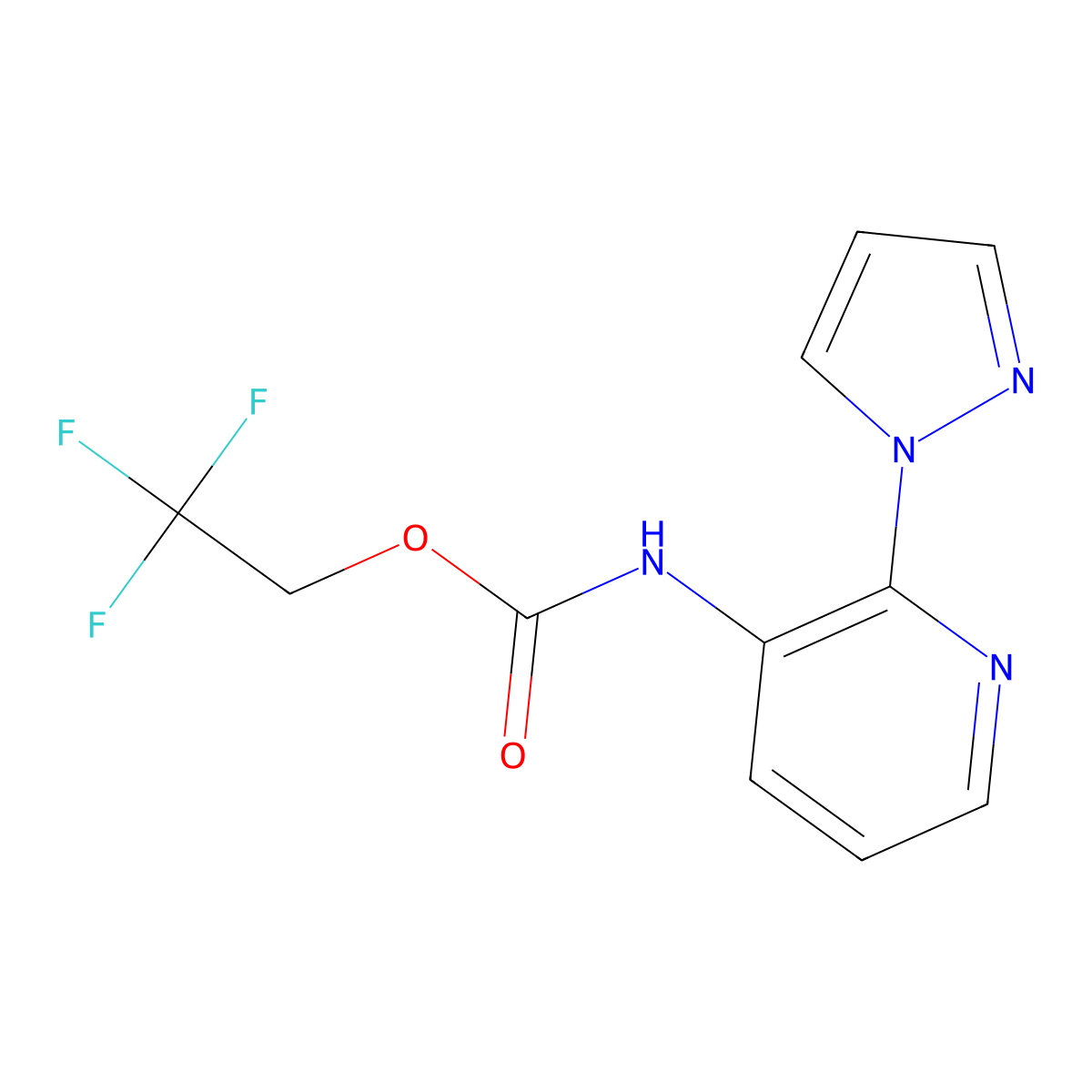 2,2,2-trifluoroethyl N-[2-(1H-pyrazol-1-yl)pyridin-3-yl]carbamate molecular structure, CAS 1221723-57-4