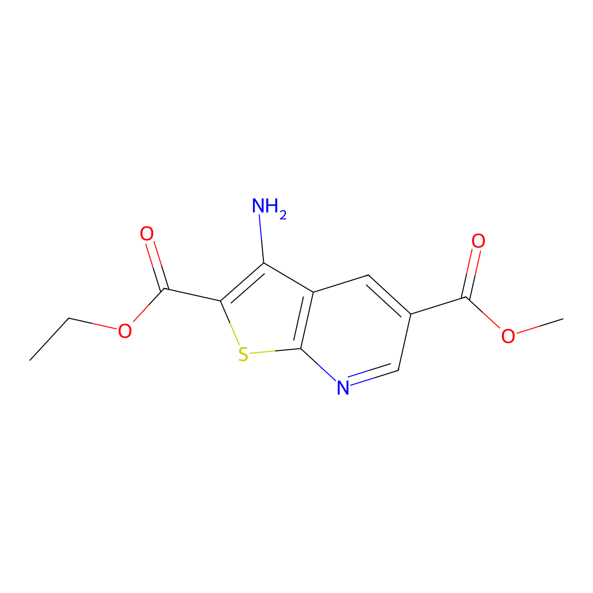 2-Ethyl 5-methyl 3-aminothieno[2,3-b]pyridine-2,5-dicarboxylate molecular structure, CAS 1221723-58-5