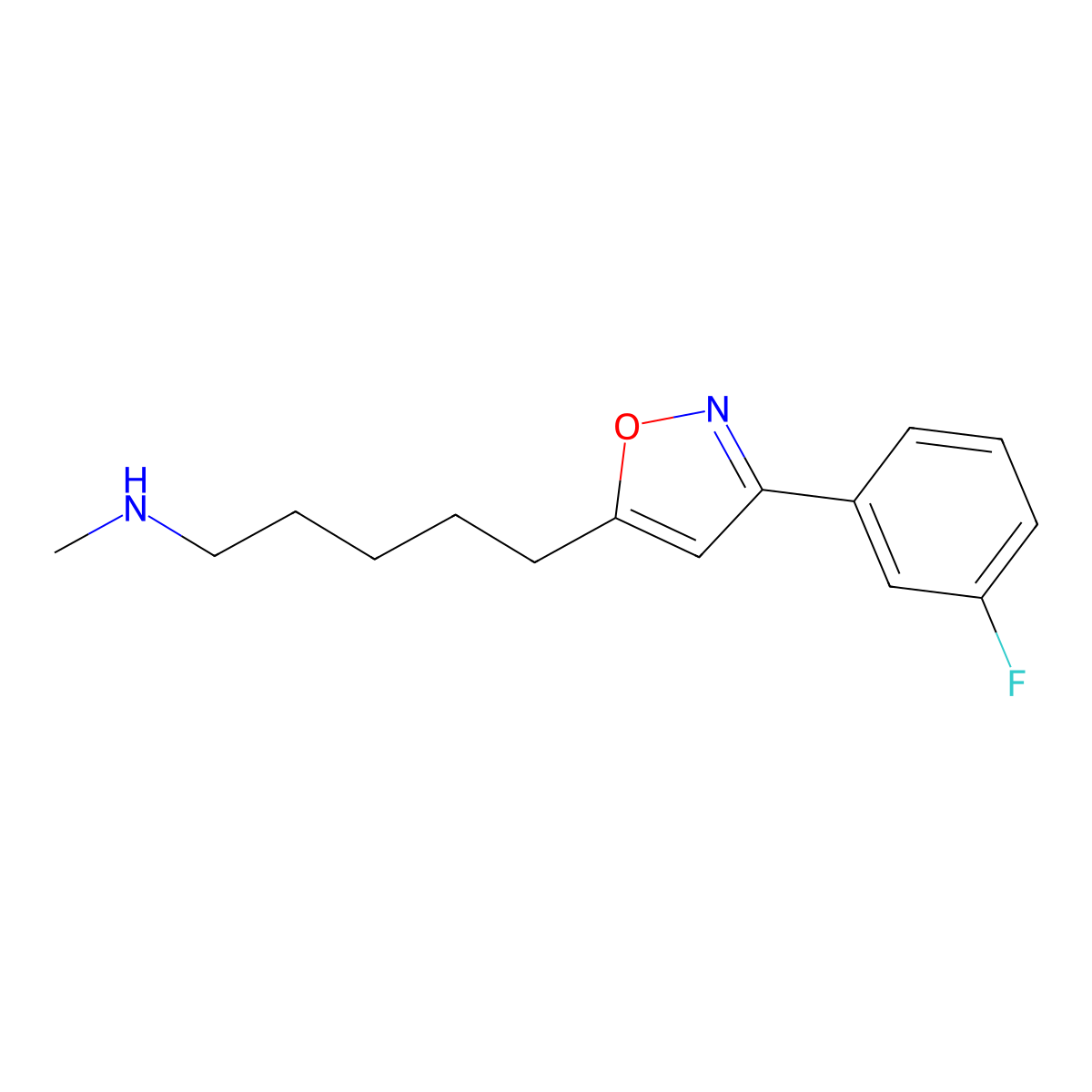 {5-[3-(3-Fluorophenyl)-1,2-oxazol-5-yl]pentyl}(methyl)amine molecular structure, CAS 1221723-61-0