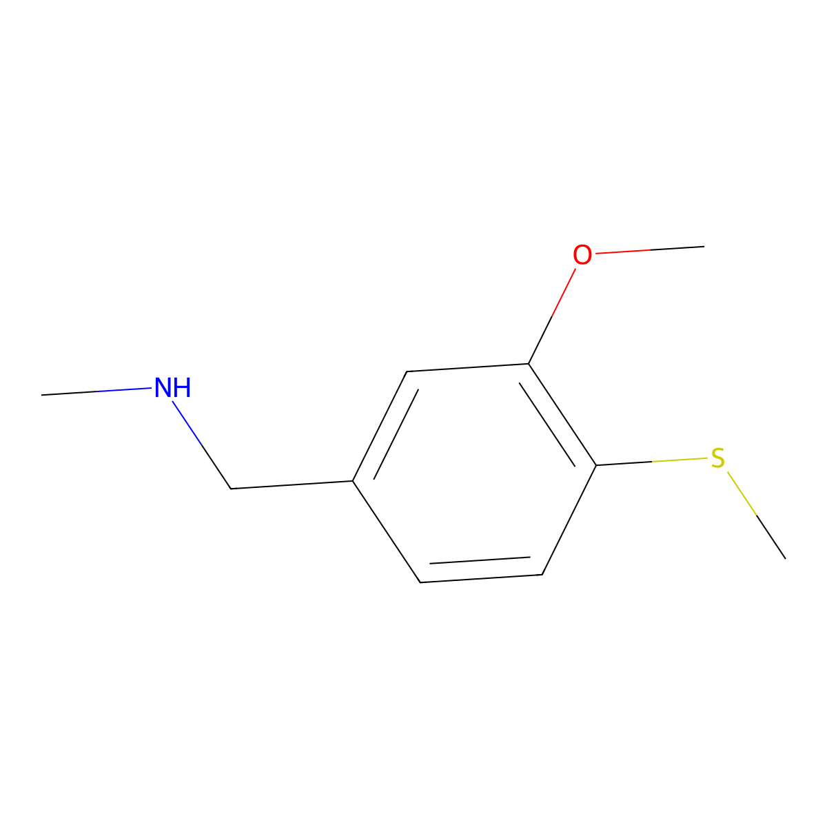 {[3-Methoxy-4-(methylsulfanyl)phenyl]methyl}(methyl)amine molecular structure, CAS 1221723-62-1