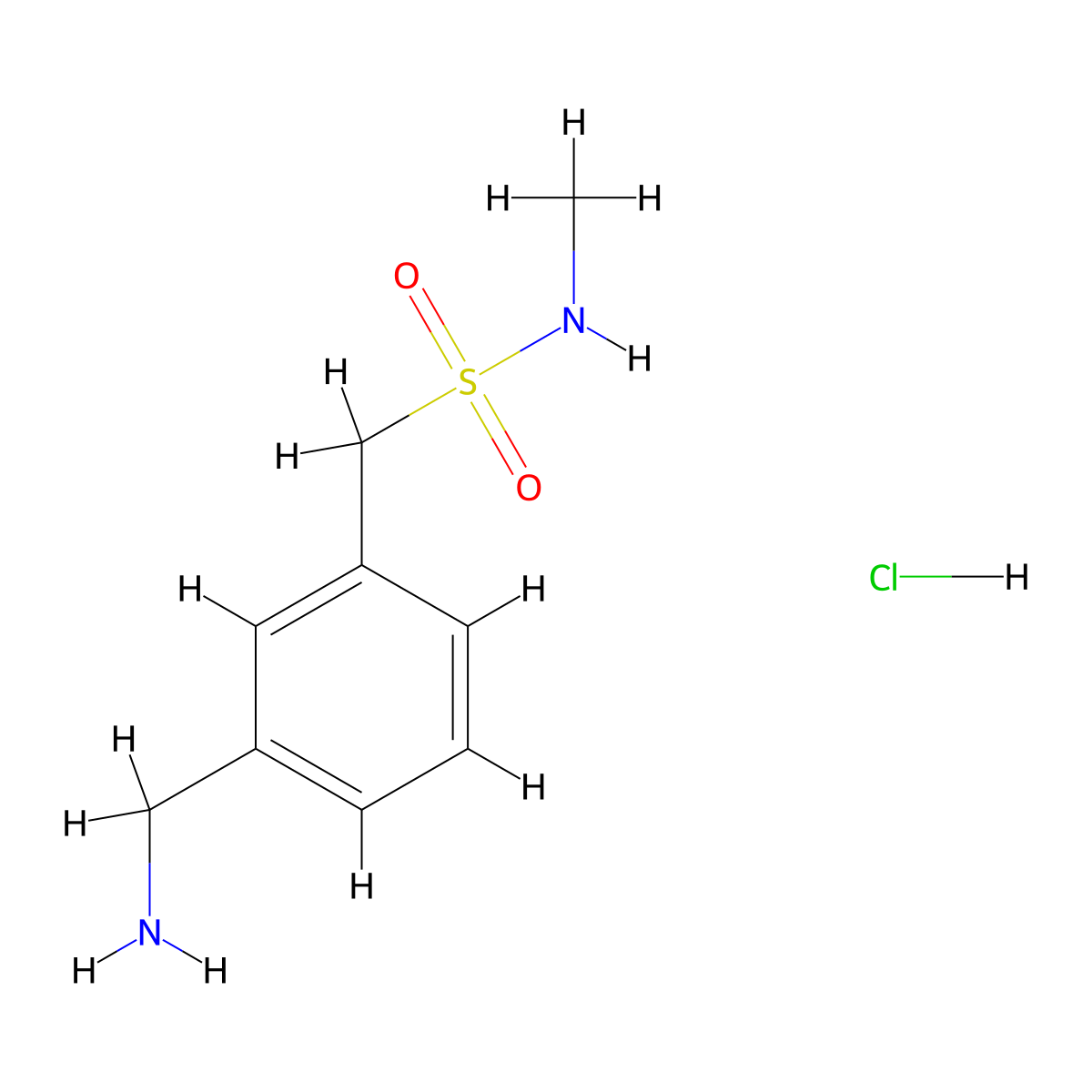 1-[3-(aminomethyl)phenyl]-N-methylmethanesulfonamide hydrochloride molecular structure, CAS 1221723-71-2