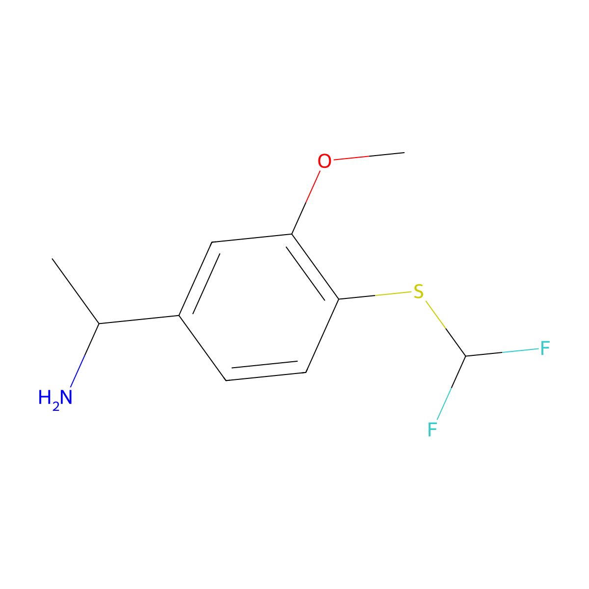 1-{4-[(Difluoromethyl)sulfanyl]-3-methoxyphenyl}ethan-1-amine molecular structure, CAS 1221723-83-6