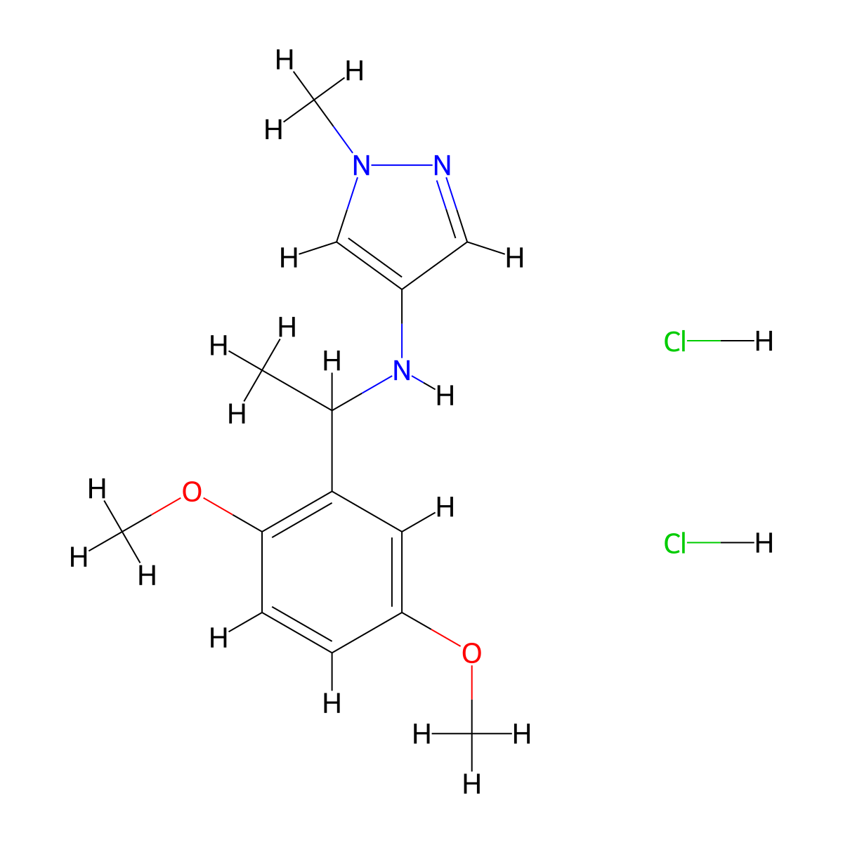 N-[1-(2,5-dimethoxyphenyl)ethyl]-1-methyl-1H-pyrazol-4-amine dihydrochloride molecular structure, CAS 1221723-84-7
