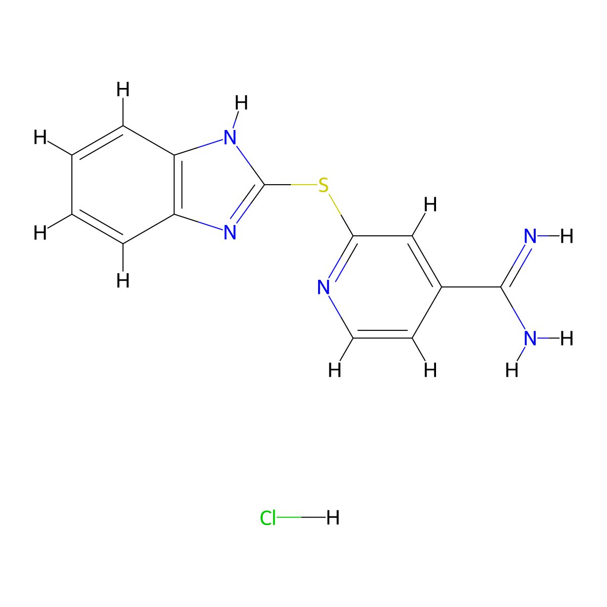 2-(1H-1,3-benzodiazol-2-ylsulfanyl)pyridine-4-carboximidamide hydrochloride molecular structure, CAS 1221723-93-8