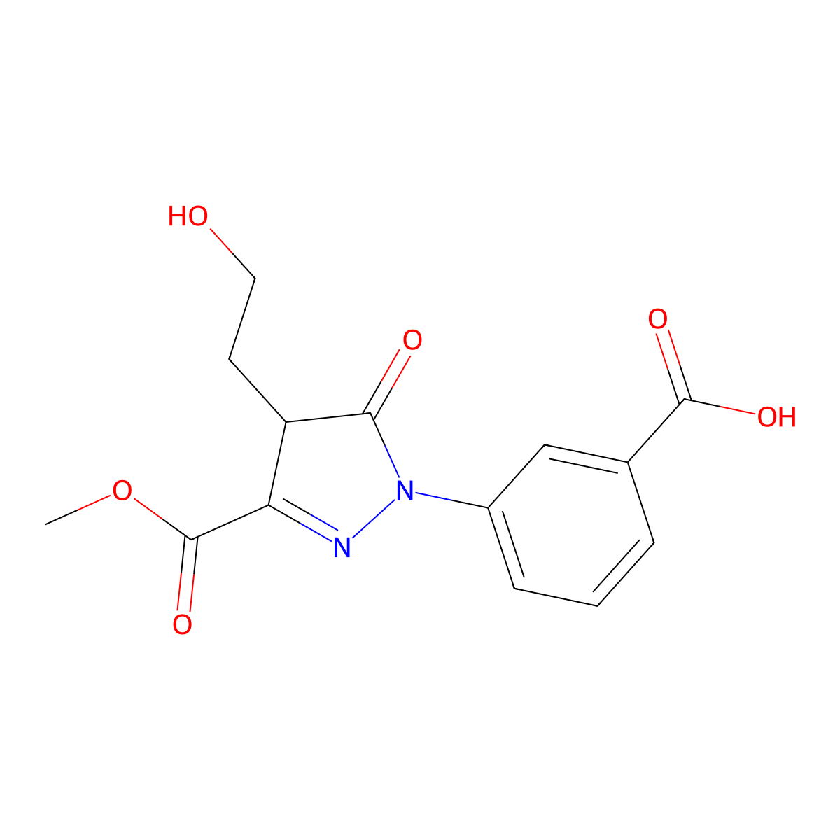 3-[4-(2-hydroxyethyl)-3-(methoxycarbonyl)-5-oxo-4,5-dihydro-1H-pyrazol-1-yl]benzoic acid molecular structure, CAS 1221723-94-9