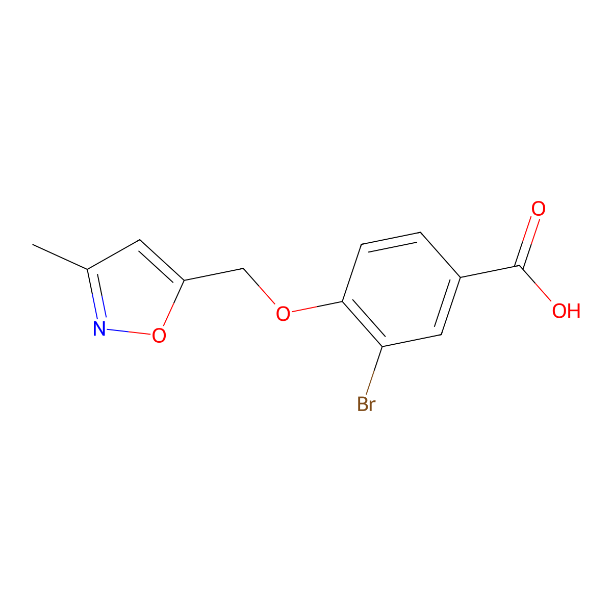 3-Bromo-4-[(3-methyl-1,2-oxazol-5-yl)methoxy]benzoic acid molecular structure, CAS 1221724-03-3