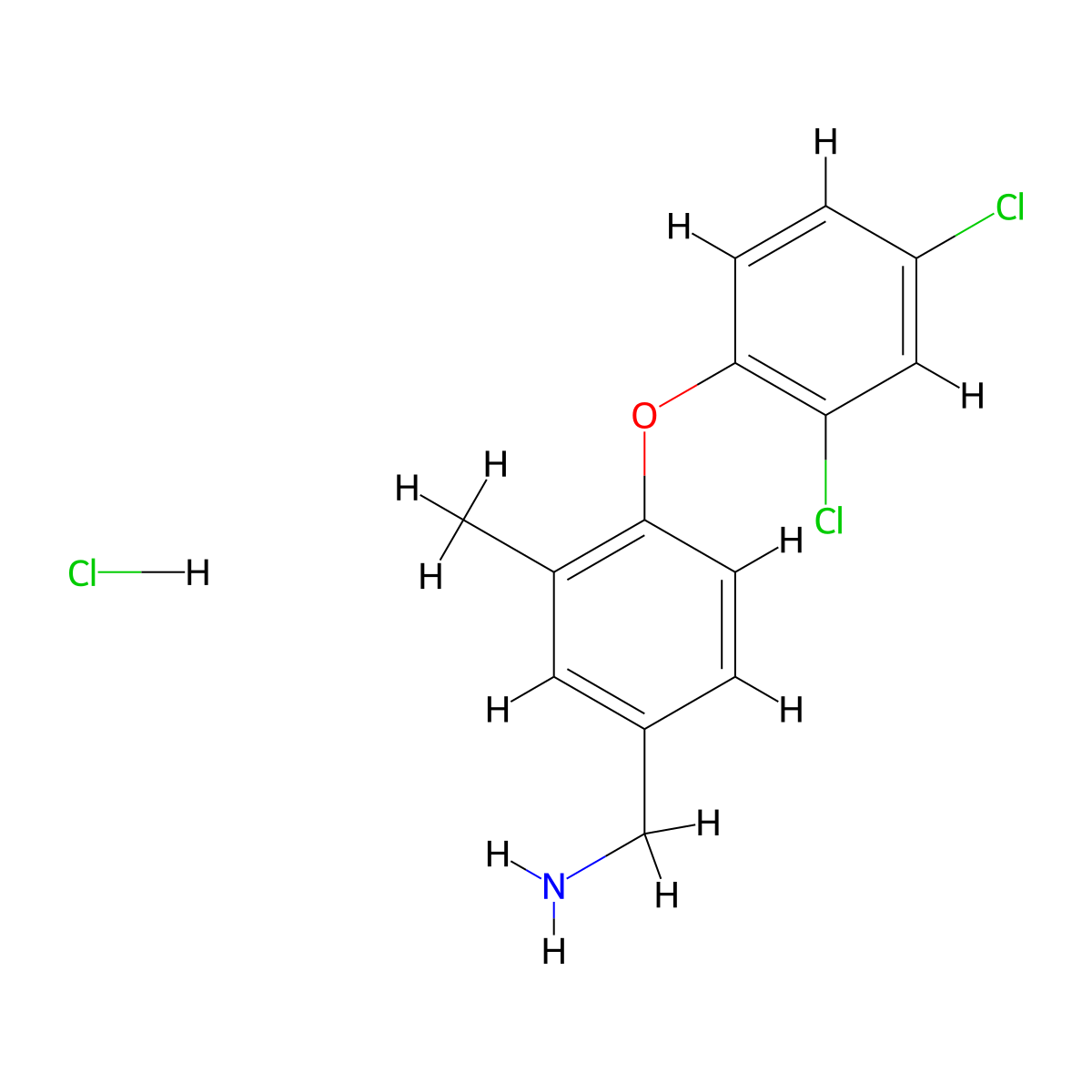 [4-(2,4-Dichlorophenoxy)-3-methylphenyl]methanamine hydrochloride molecular structure, CAS 1221724-11-3