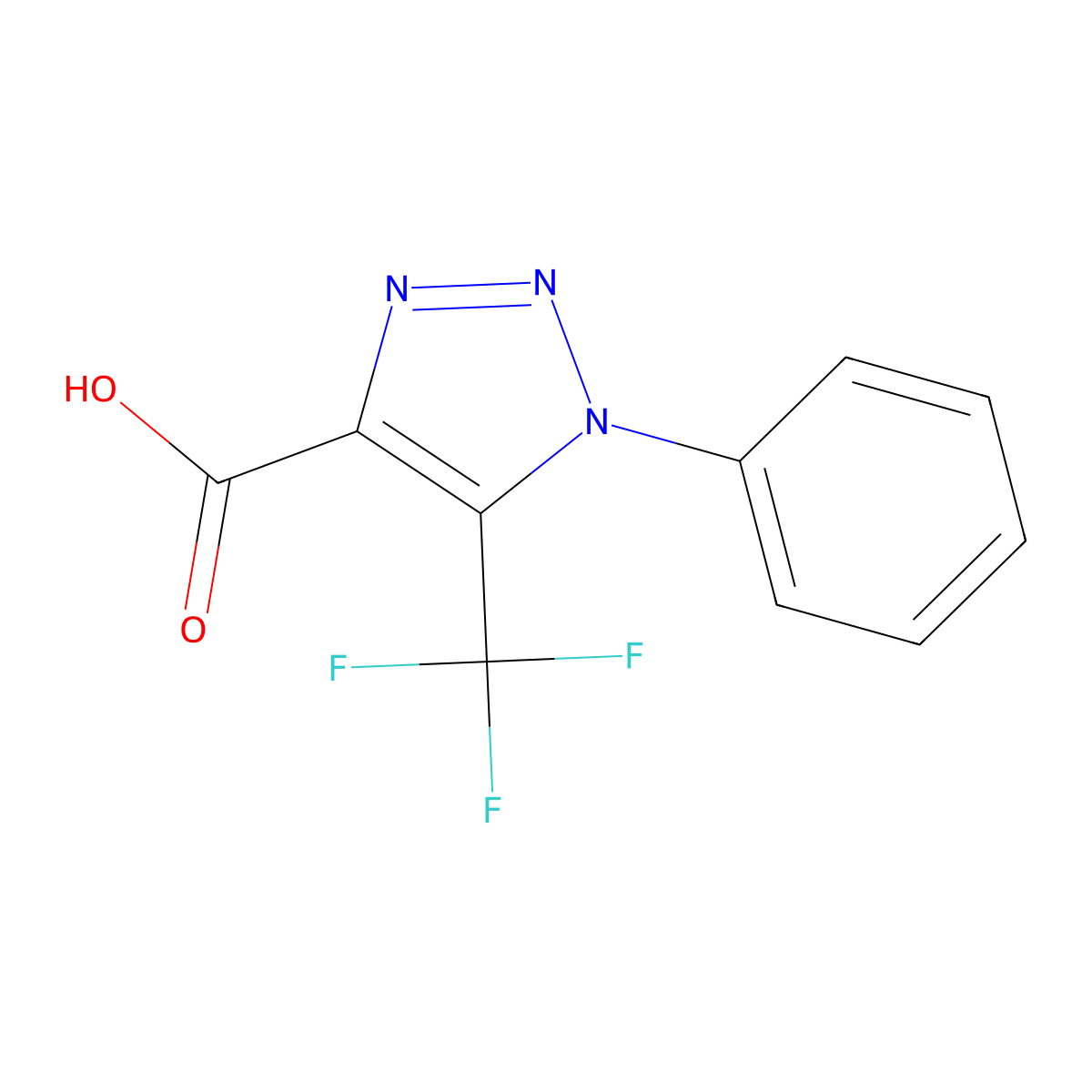 1-phenyl-5-(trifluoromethyl)-1H-1,2,3-triazole-4-carboxylic acid molecular structure, CAS 1221724-12-4