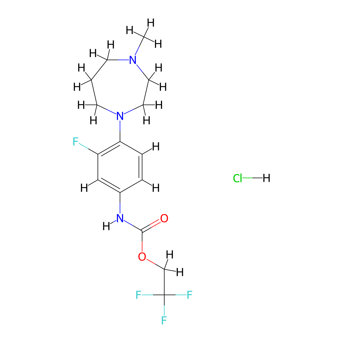 2,2,2-trifluoroethyl N-[3-fluoro-4-(4-methyl-1,4-diazepan-1-yl)phenyl]carbamate hydrochloride molecular structure, CAS 1221724-21-5