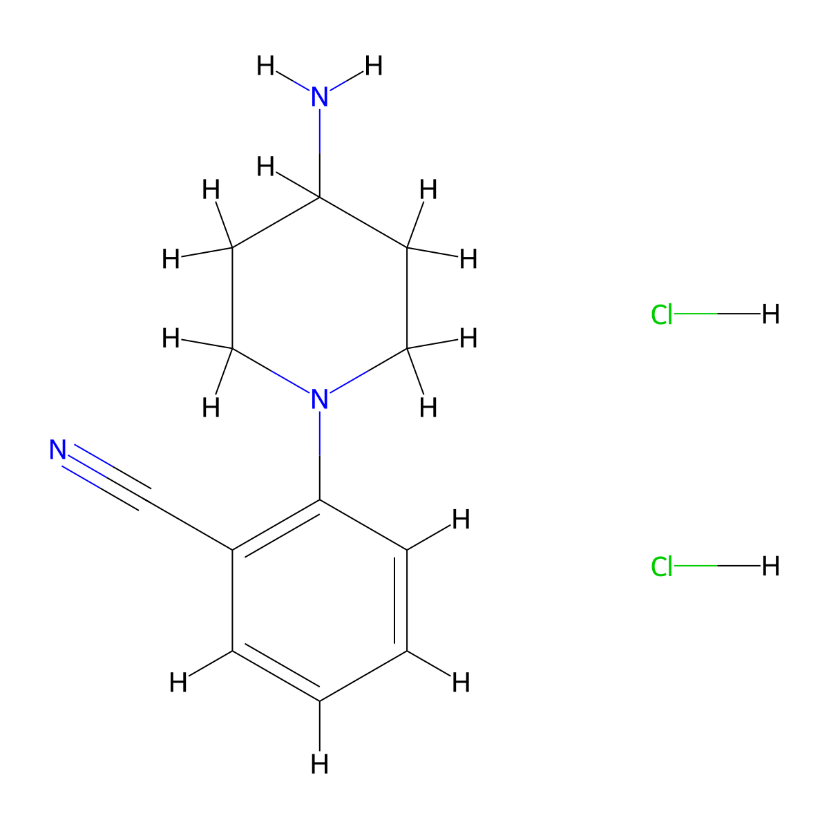 2-(4-Aminopiperidin-1-yl)benzonitrile dihydrochloride molecular structure, CAS 1221724-23-7