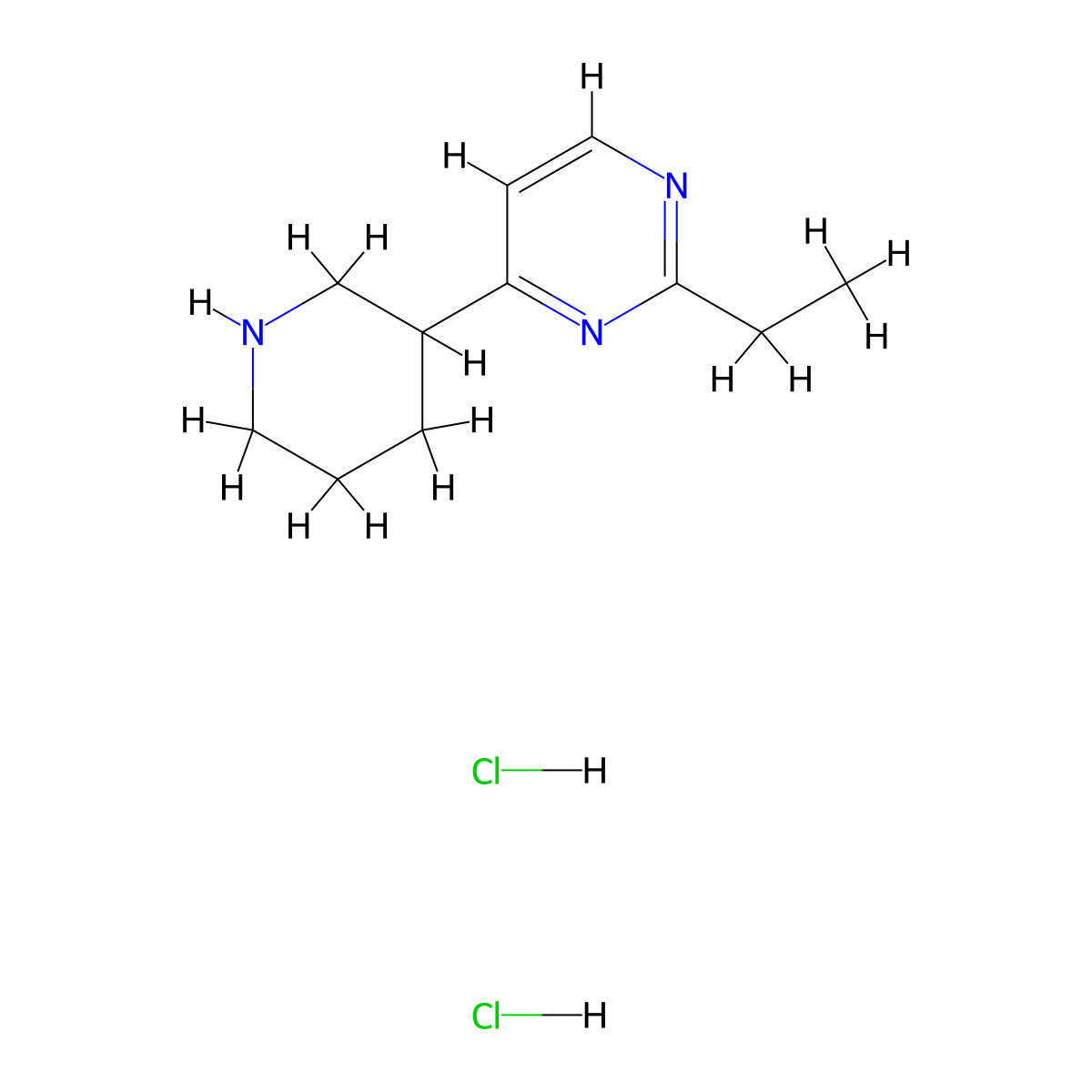 2-Ethyl-4-(piperidin-3-yl)pyrimidine dihydrochloride molecular structure, CAS 1221724-27-1