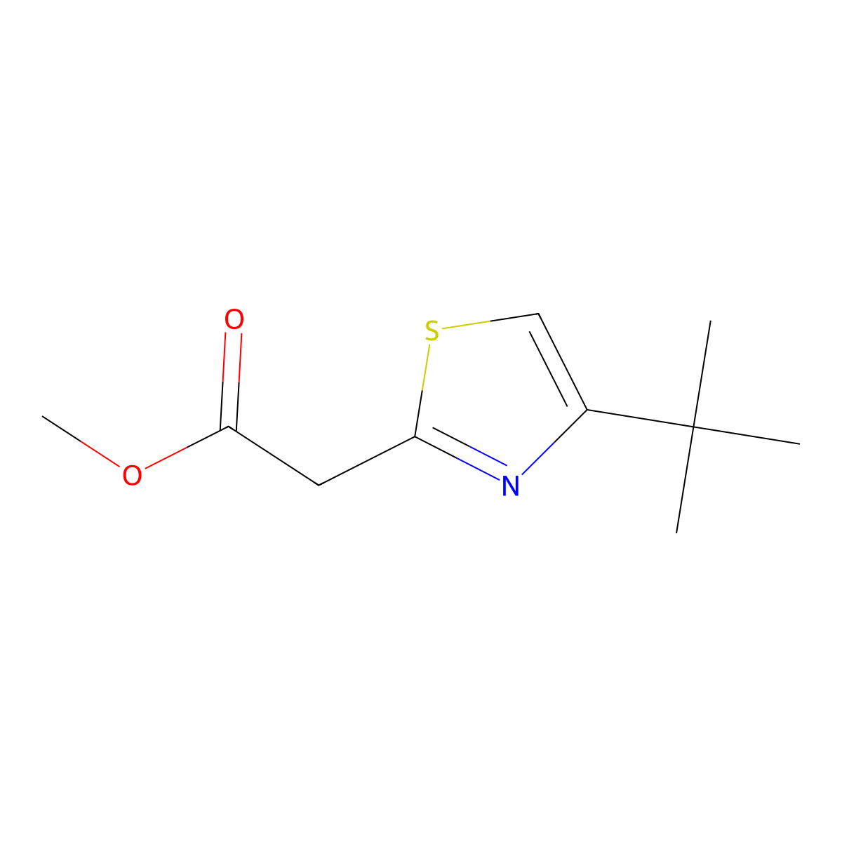 Methyl 2-(4-tert-butyl-1,3-thiazol-2-yl)acetate molecular structure, CAS 1221724-38-4
