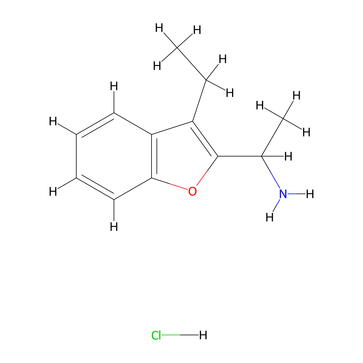 1-(3-Ethyl-1-benzofuran-2-yl)ethan-1-amine hydrochloride molecular structure, CAS 1221724-40-8