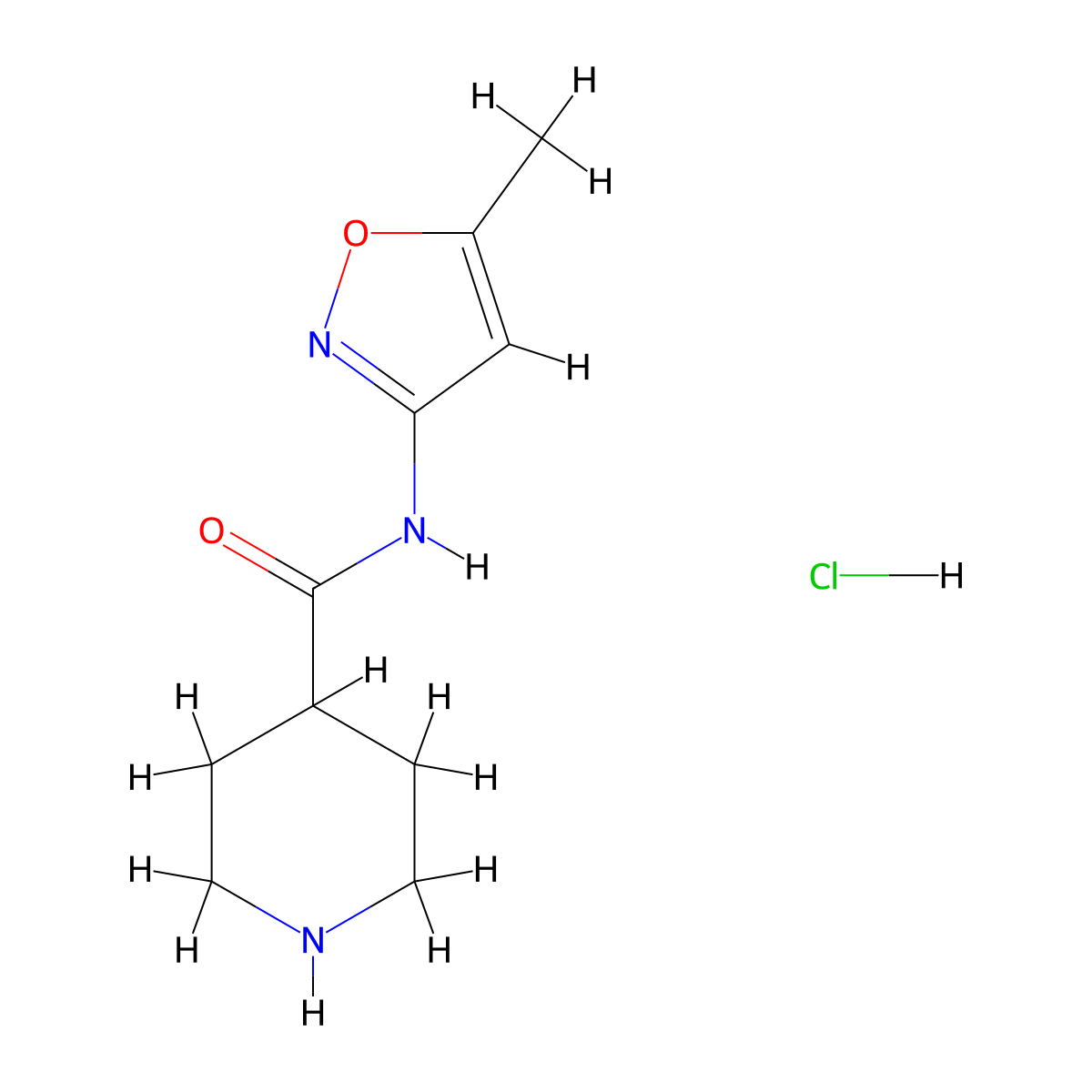 N-(5-methyl-1,2-oxazol-3-yl)piperidine-4-carboxamide hydrochloride molecular structure, CAS 1221724-43-1