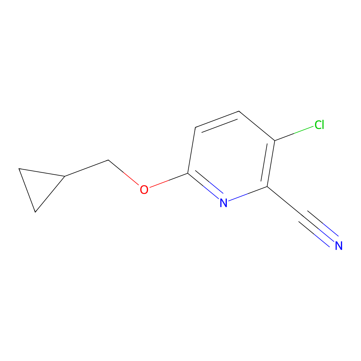 3-Chloro-6-(cyclopropylmethoxy)pyridine-2-carbonitrile molecular structure, CAS 1221724-48-6