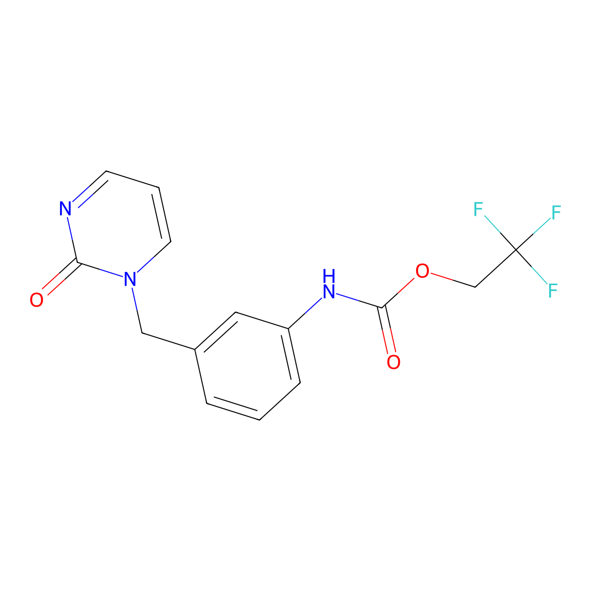 2,2,2-trifluoroethyl N-{3-[(2-oxo-1,2-dihydropyrimidin-1-yl)methyl]phenyl}carbamate molecular structure, CAS 1221724-50-0