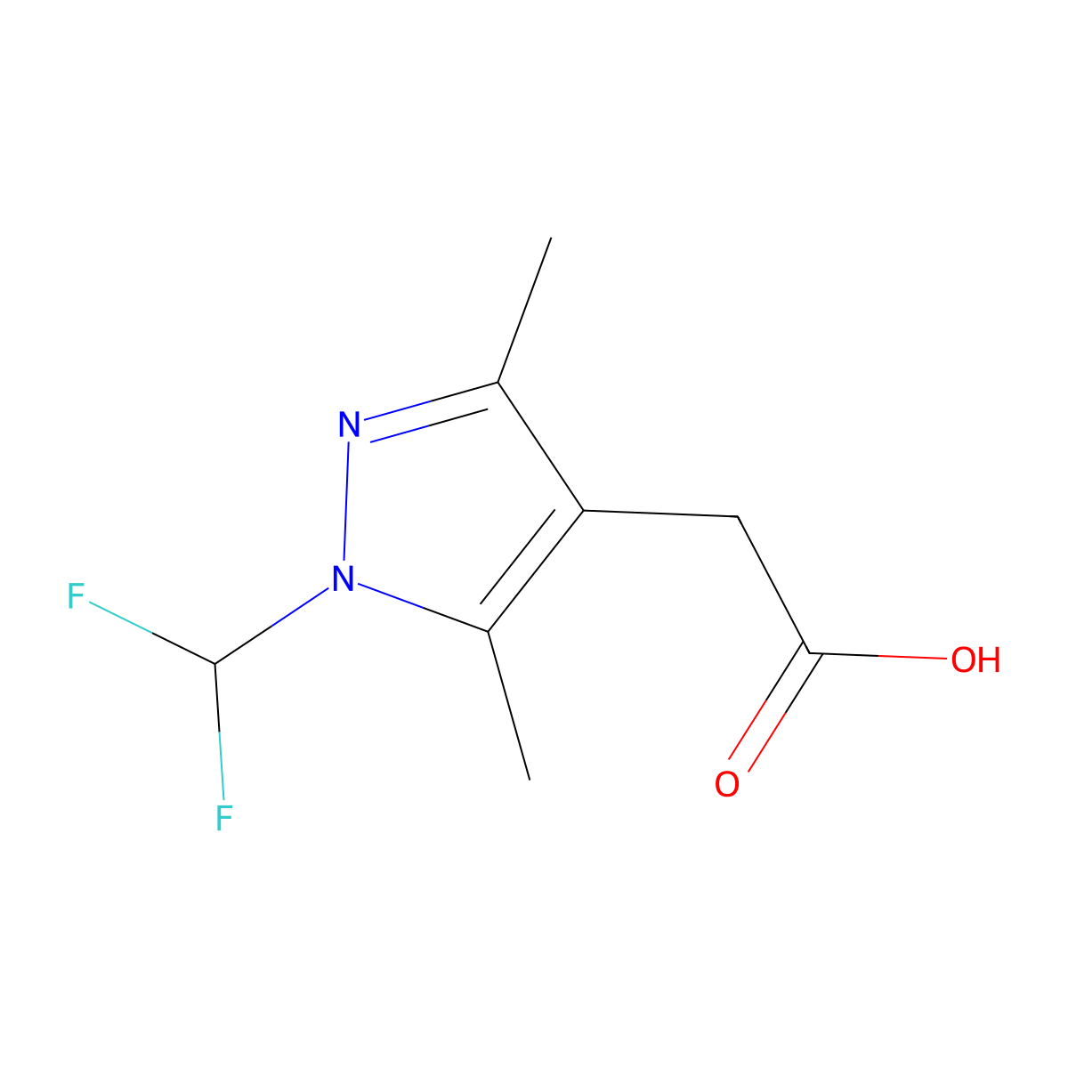 2-[1-(difluoromethyl)-3,5-dimethyl-1H-pyrazol-4-yl]acetic acid molecular structure, CAS 1221724-52-2