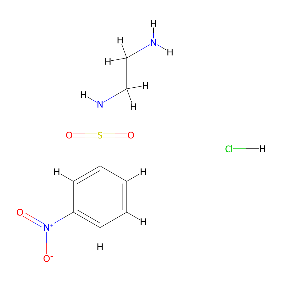 N-(2-aminoethyl)-3-nitrobenzene-1-sulfonamide hydrochloride molecular structure, CAS 1221724-53-3