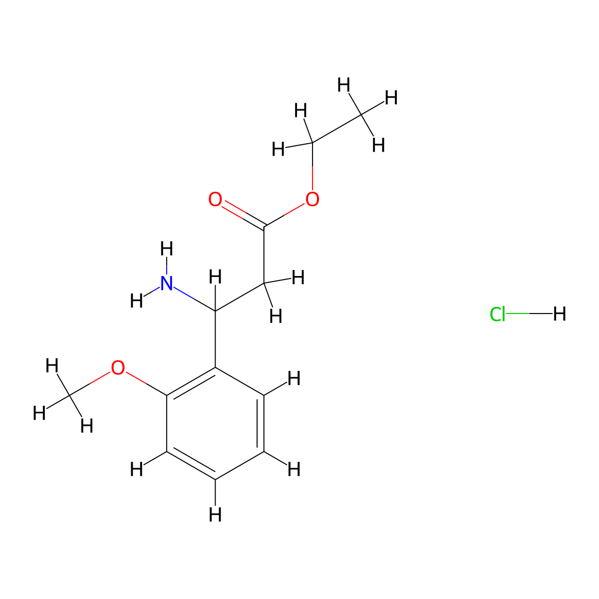 Ethyl 3-amino-3-(2-methoxyphenyl)propanoate hydrochloride molecular structure, CAS 1221724-67-9