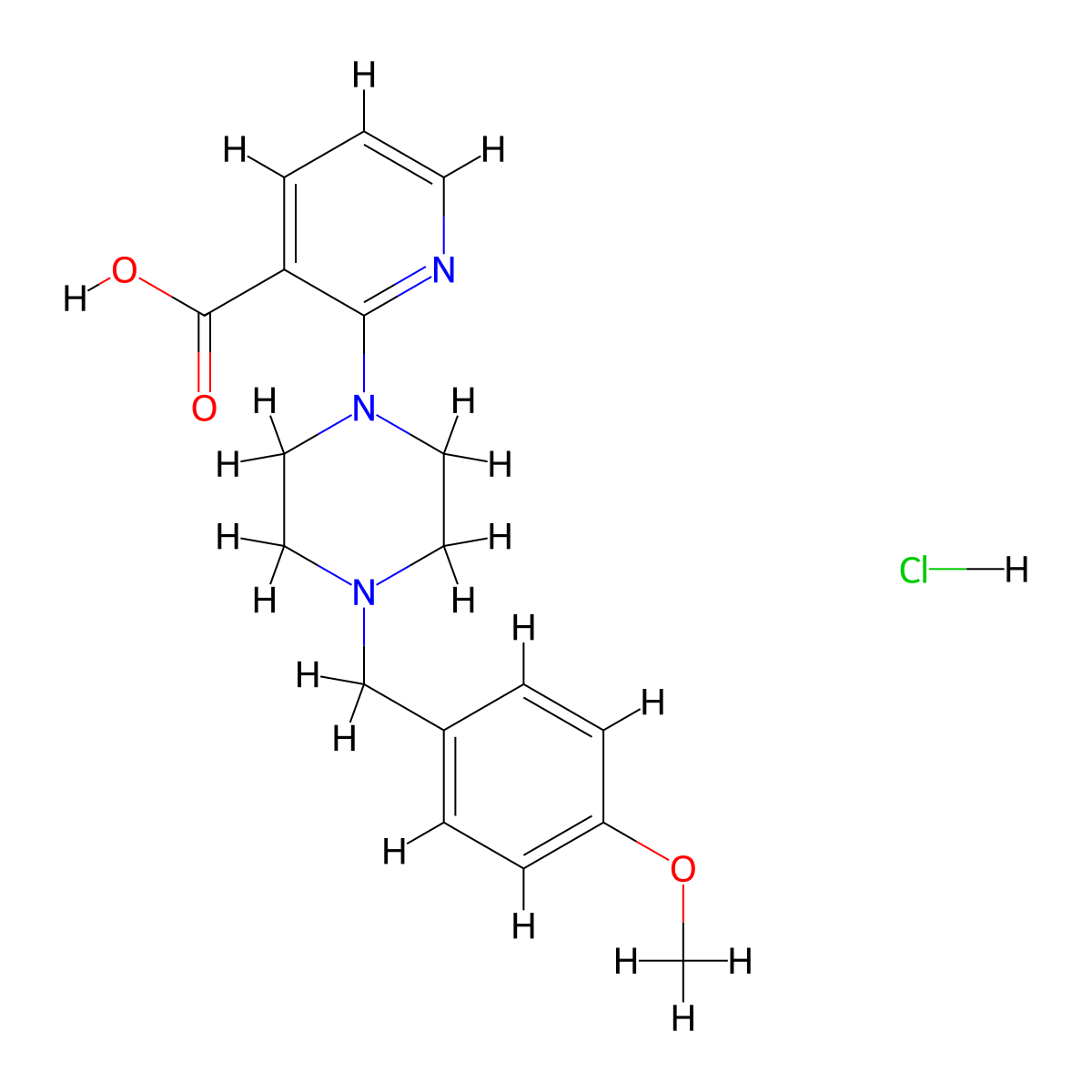 2-{4-[(4-Methoxyphenyl)methyl]piperazin-1-yl}pyridine-3-carboxylic acid hydrochloride molecular structure, CAS 1221724-68-0