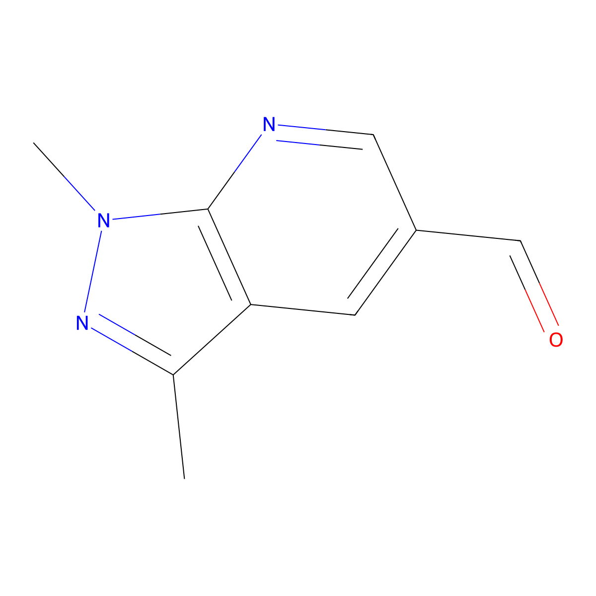 1,3-dimethyl-1H-pyrazolo[3,4-b]pyridine-5-carbaldehyde molecular structure, CAS 1221724-80-6