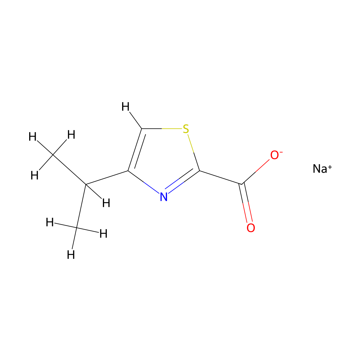 Sodium 4-(propan-2-yl)-1,3-thiazole-2-carboxylate molecular structure, CAS 1221724-81-7