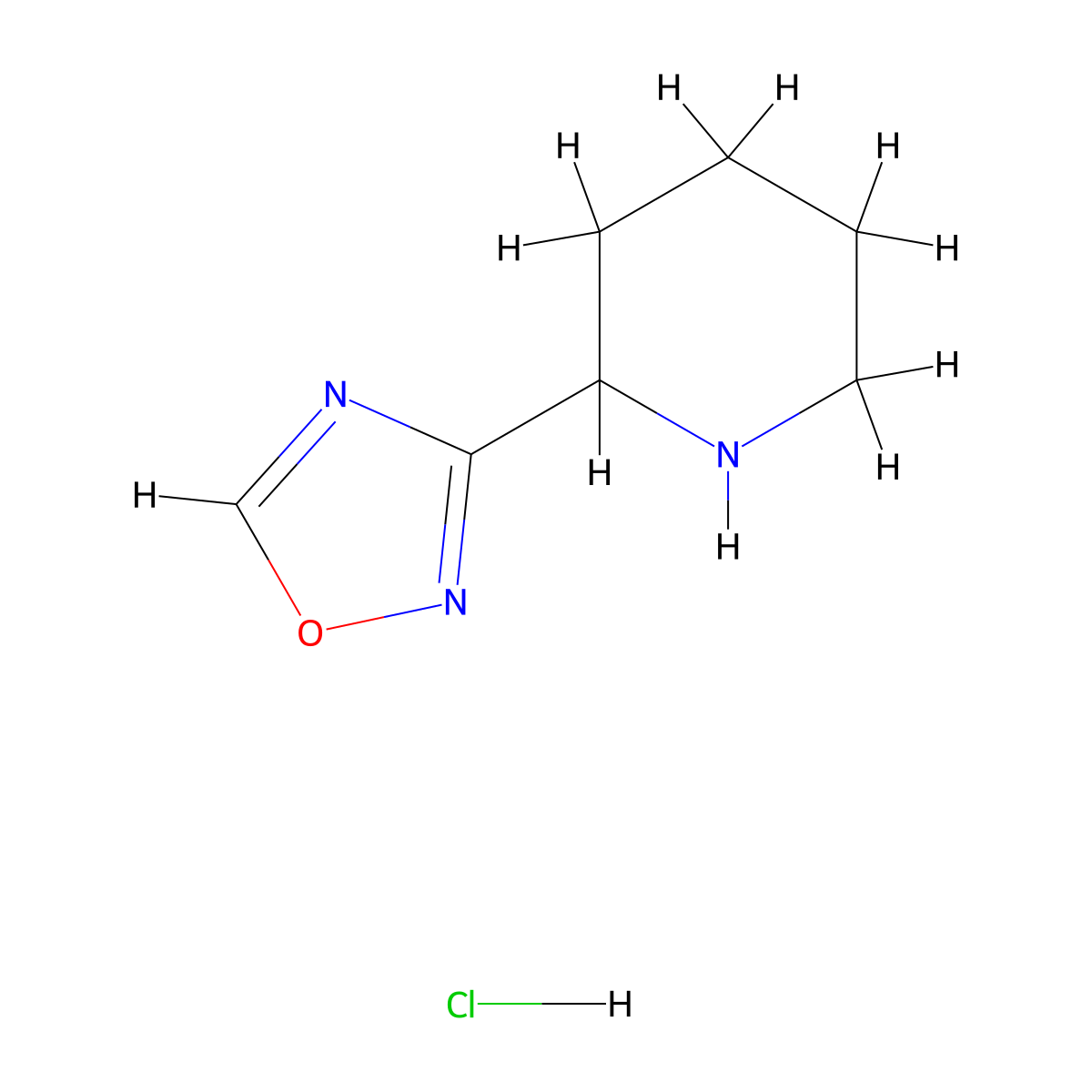 2-(1,2,4-Oxadiazol-3-yl)piperidine hydrochloride molecular structure, CAS 1221724-96-4