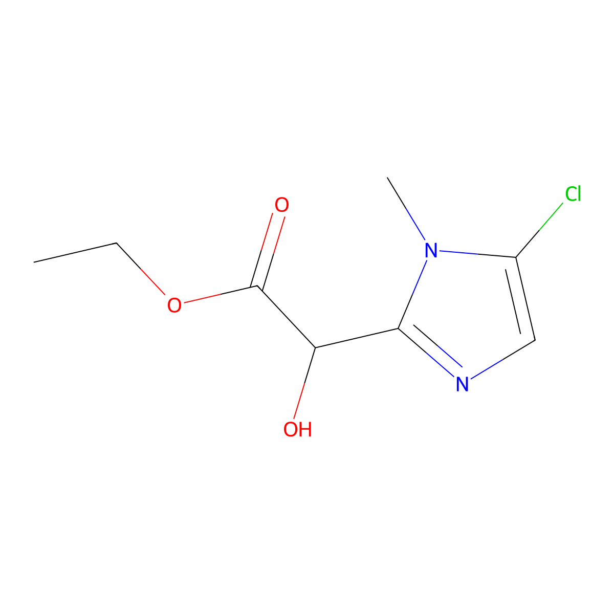 ethyl 2-(5-chloro-1-methyl-1H-imidazol-2-yl)-2-hydroxyacetate molecular structure, CAS 1221724-99-7