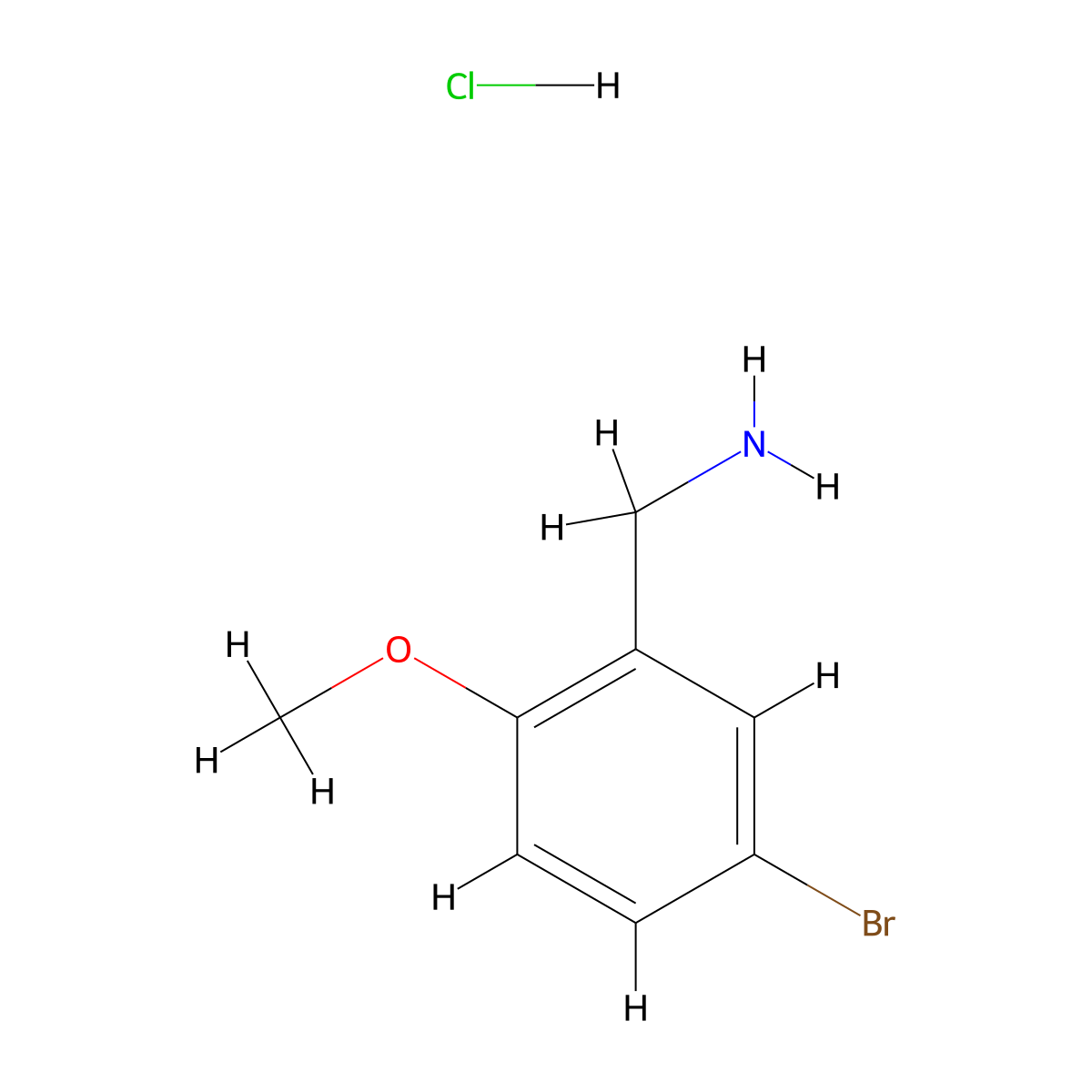 (5-Bromo-2-methoxyphenyl)methanamine hydrochloride molecular structure, CAS 1221725-08-1