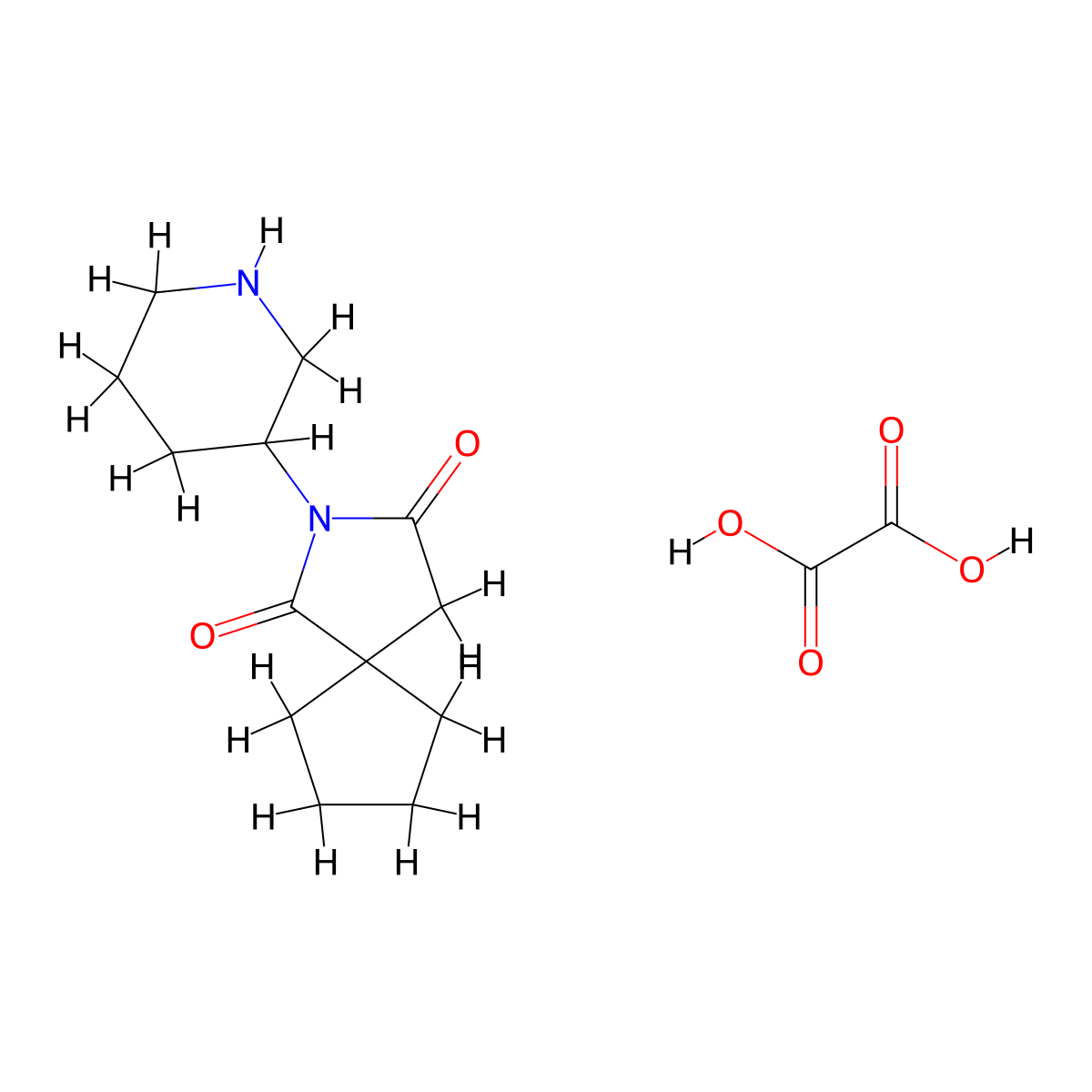 2-(Piperidin-3-yl)-2-azaspiro[4.4]nonane-1,3-dione; oxalic acid molecular structure, CAS 1221725-11-6
