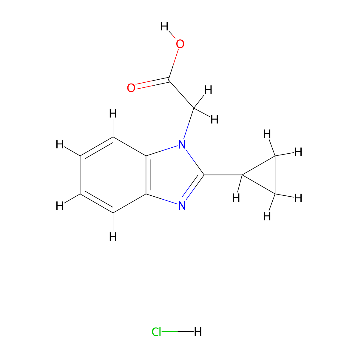 2-(2-cyclopropyl-1H-1,3-benzodiazol-1-yl)acetic acid hydrochloride molecular structure, CAS 1221725-14-9