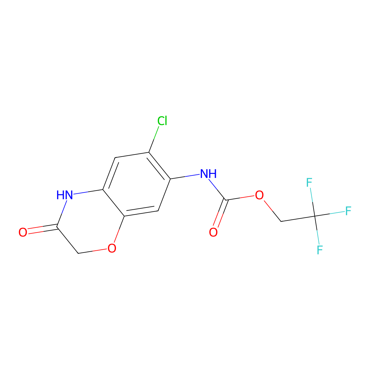 2,2,2-trifluoroethyl N-(6-chloro-3-oxo-3,4-dihydro-2H-1,4-benzoxazin-7-yl)carbamate molecular structure, CAS 1221725-15-0