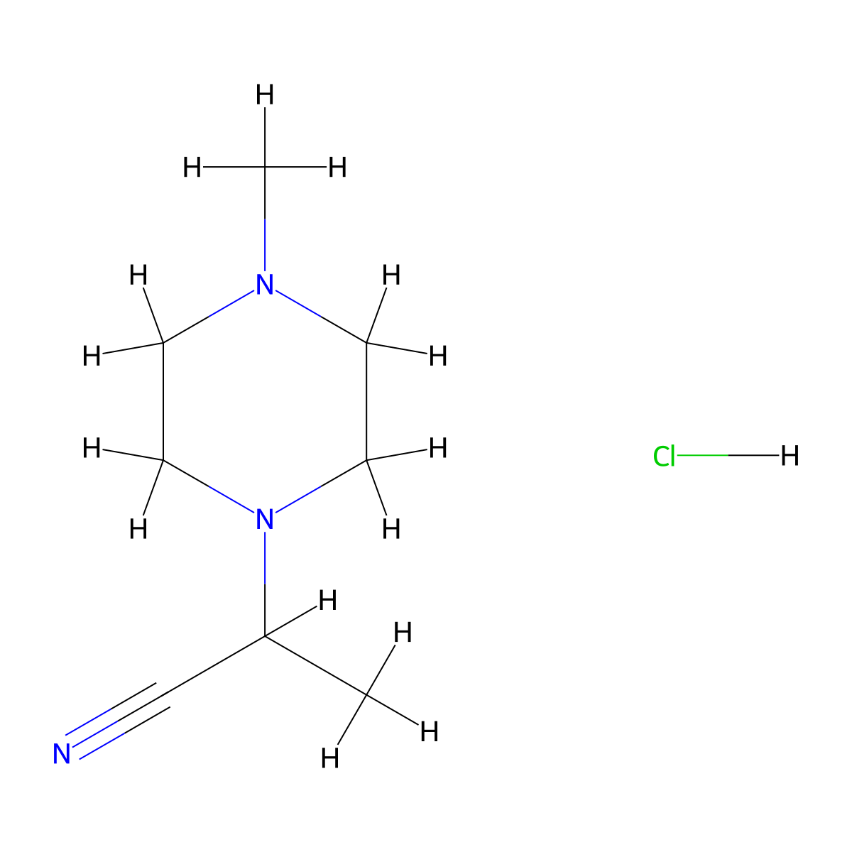 2-(4-Methylpiperazin-1-yl)propanenitrile hydrochloride molecular structure, CAS 1221725-29-6