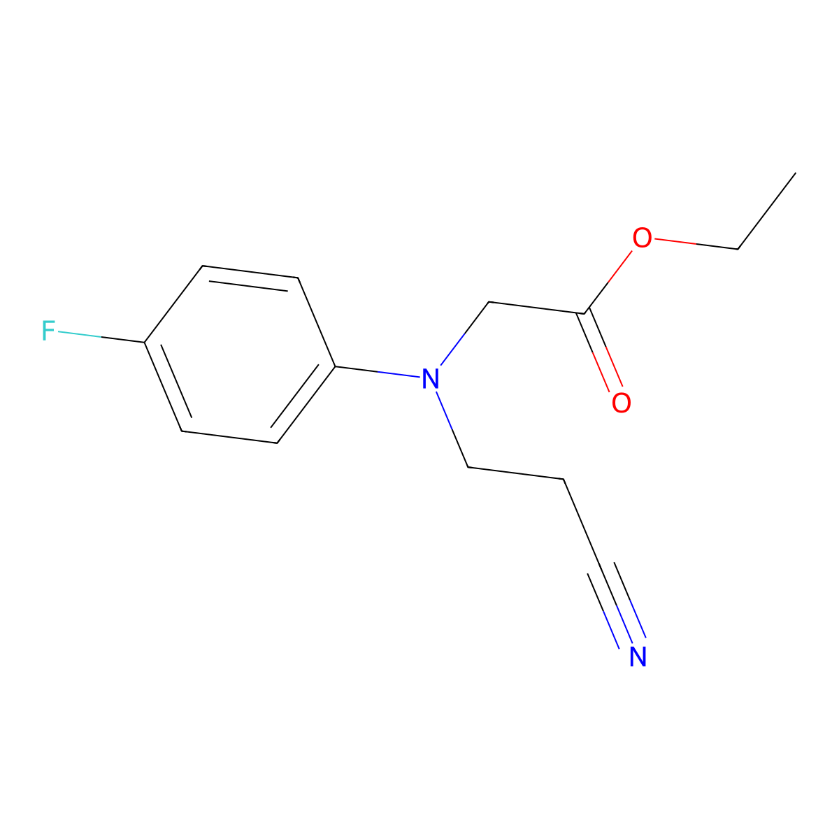 Ethyl 2-[(2-cyanoethyl)(4-fluorophenyl)amino]acetate molecular structure, CAS 1221725-37-6