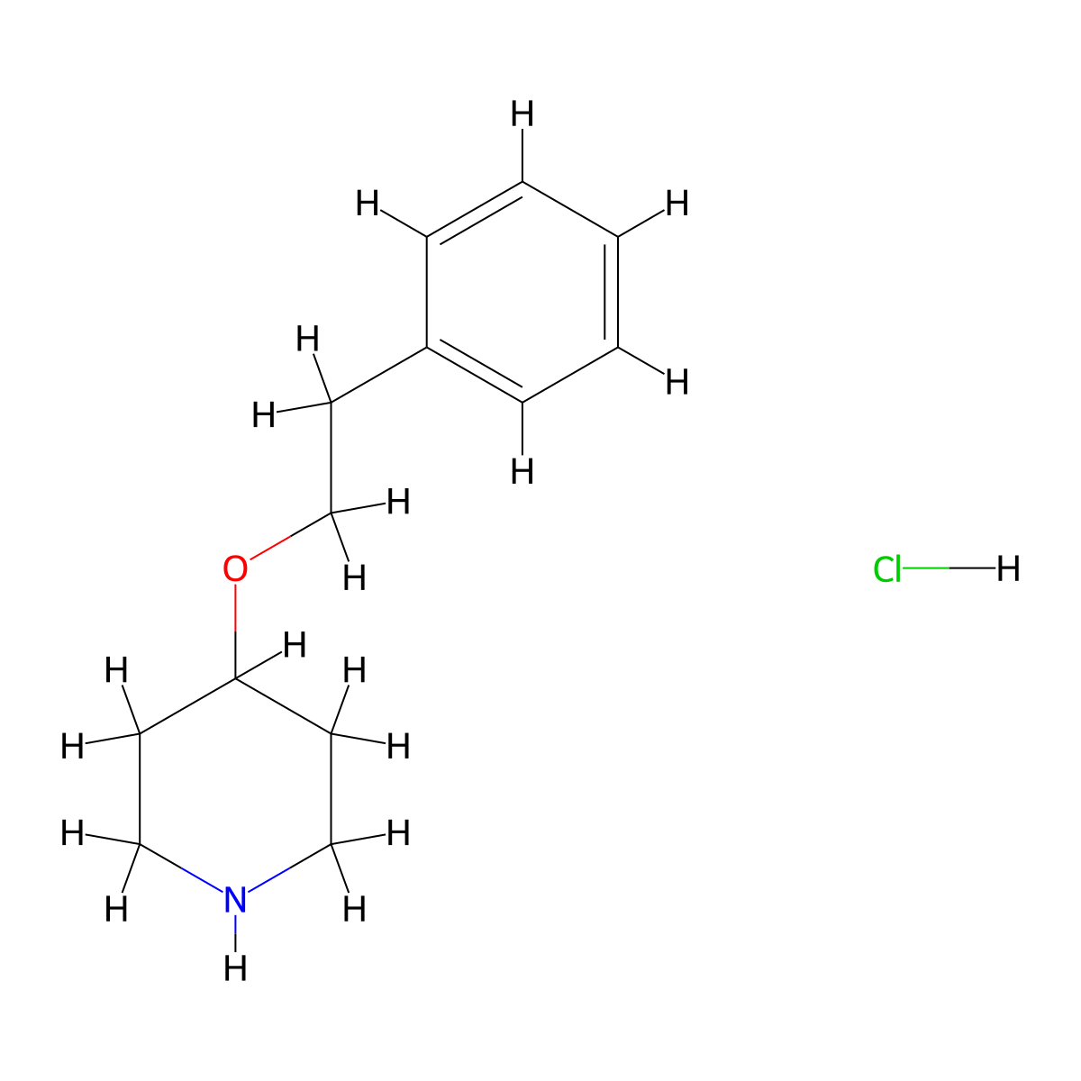 4-(2-Phenylethoxy)piperidine hydrochloride molecular structure, CAS 1221725-39-8