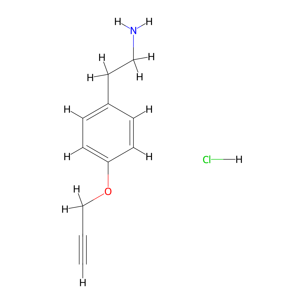 2-(4-(Prop-2-yn-1-yloxy)phenyl)ethan-1-amine hydrochloride molecular structure, CAS 1221725-46-7