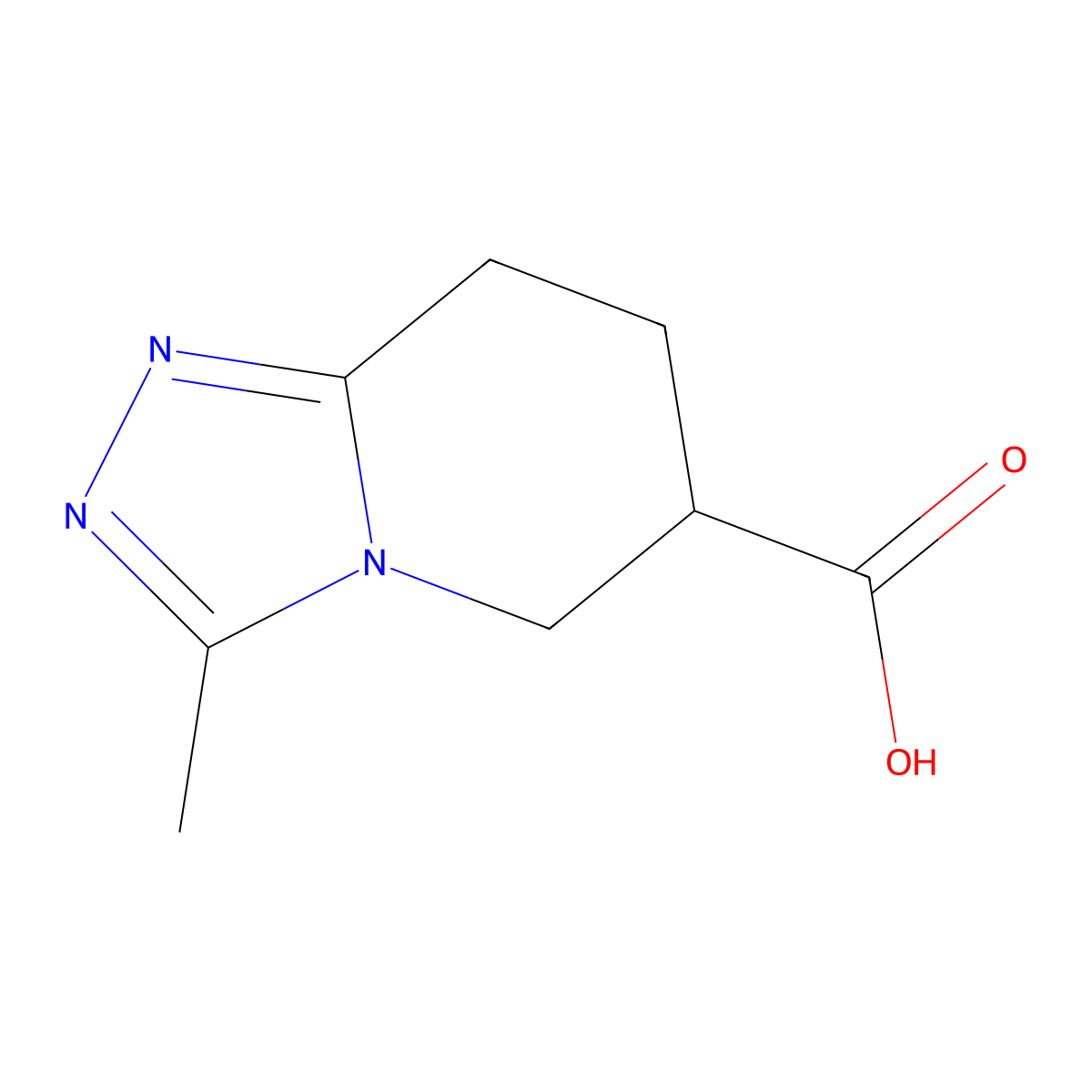 3-methyl-5H,6H,7H,8H-(1,2,4)triazolo(4,3-a)pyridine-6-carboxylic acid molecular structure, CAS 1221725-50-3