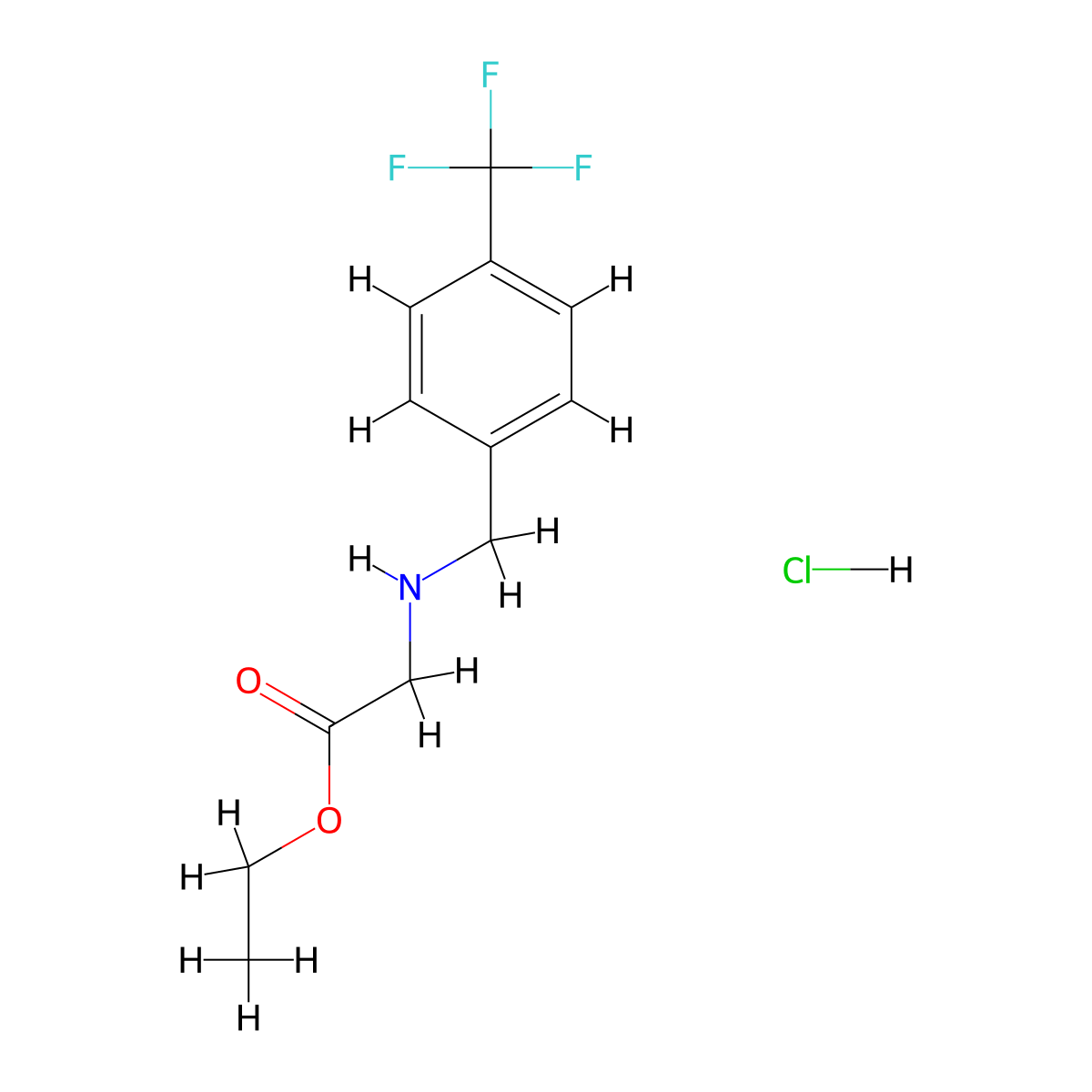 Ethyl 2-({[4-(trifluoromethyl)phenyl]methyl}amino)acetate hydrochloride molecular structure, CAS 1221725-51-4