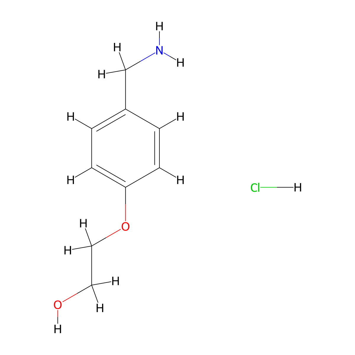 2-[4-(Aminomethyl)phenoxy]ethan-1-ol hydrochloride molecular structure, CAS 1221725-65-0