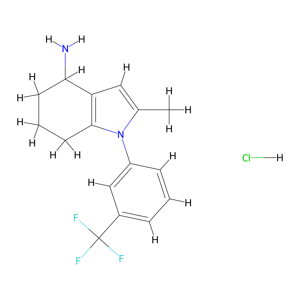 2-methyl-1-[3-(trifluoromethyl)phenyl]-4,5,6,7-tetrahydro-1H-indol-4-amine hydrochloride molecular structure, CAS 1221725-69-4