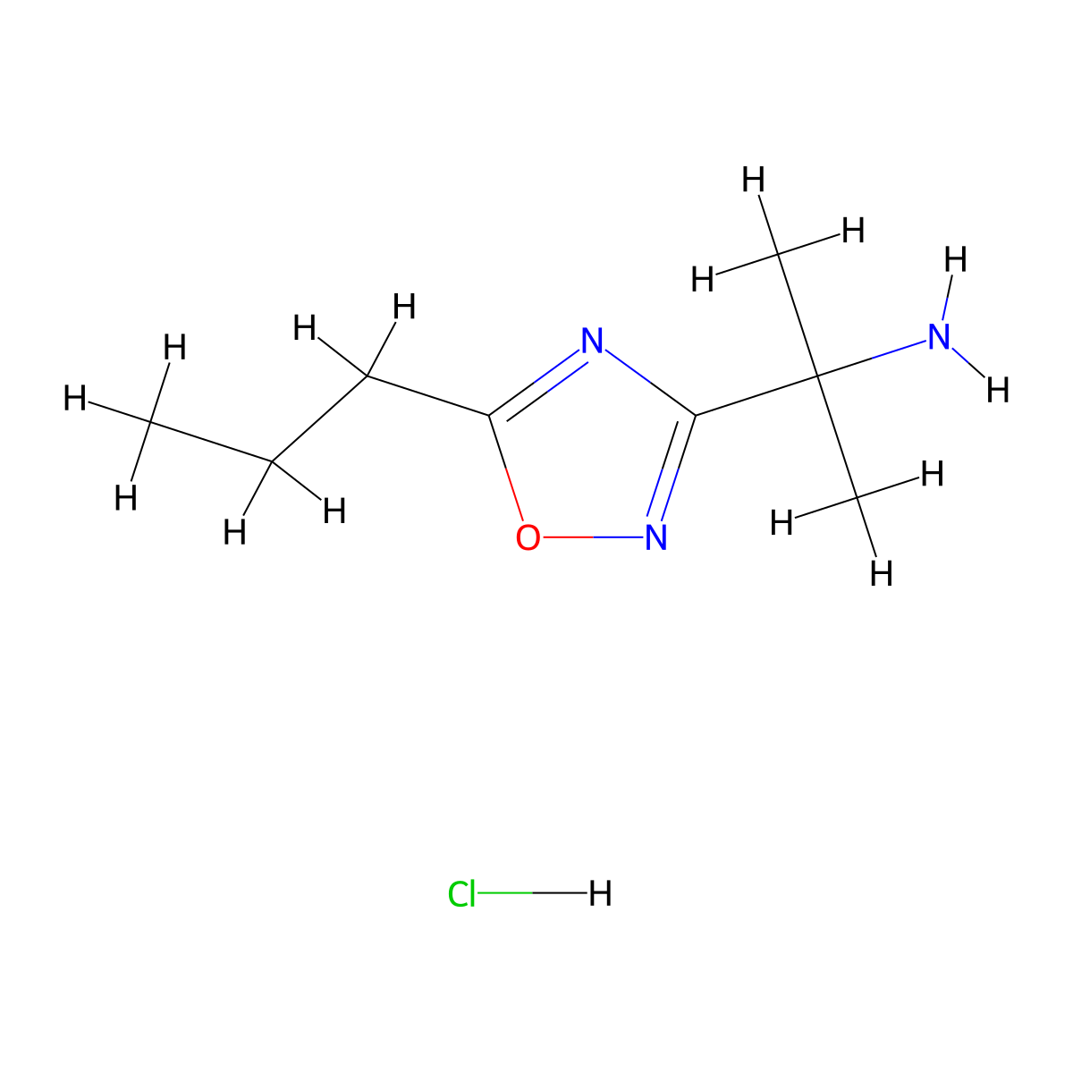 2-(5-Propyl-1,2,4-oxadiazol-3-yl)propan-2-amine hydrochloride molecular structure, CAS 1221725-72-9